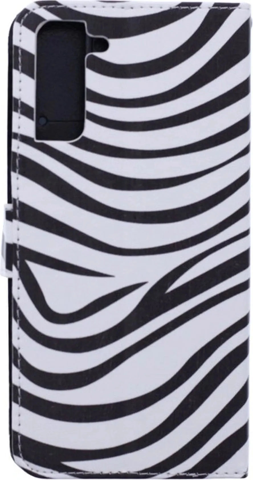 Samsung Galaxy S22 5G Hoesjes – Bookcase Portemonnee – Zebra Print – Pasjeshouder – Inclusief 2x Gehard Glas Screenprotector – Zwart/Wit-Ilumina Benelux