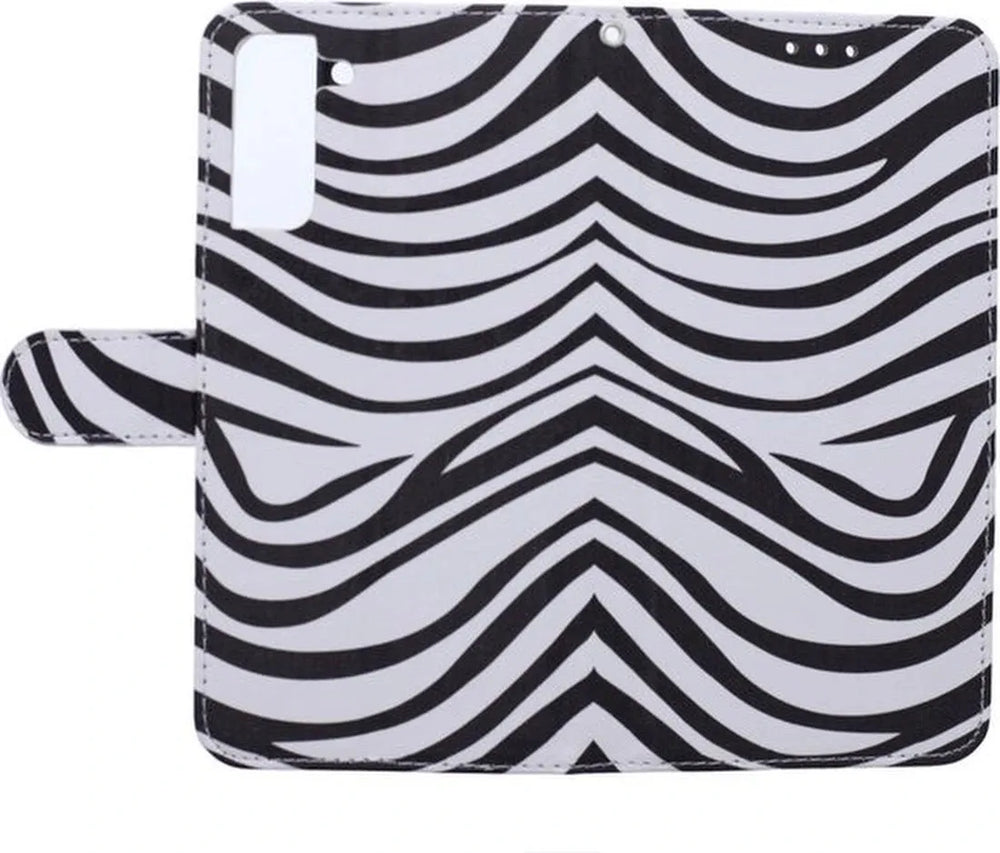 Samsung Galaxy S22+ 5G Hoesjes – Bookcase Portemonnee Hoes – Magneetsluiting – Zebra Print – Zwart/Wit-Ilumina Benelux