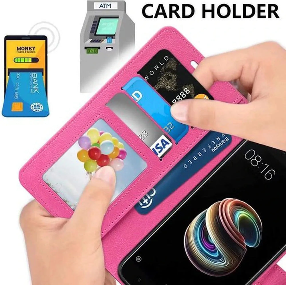 Samsung Galaxy A34 Hoesjes – Bookcase Portemonneehoes – Pasjeshouder – 2x Gehard Glas Screenprotector – Roze-Ilumina Benelux