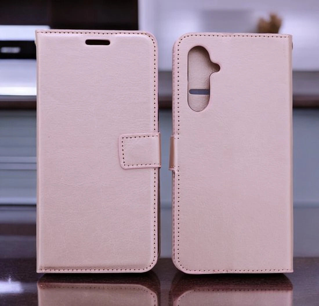 Bookcase Roségoud Geschikt voor Samsung Galaxy A14 (4G & 5G) - Portemonnee hoesje met 1x Glas Screenprotector