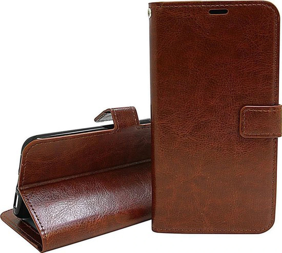 Bookcase Bruin Geschikt voor Samsung Galaxy A14 (4G & 5G) - Portemonnee hoesje met 2x Glas Screen protector
