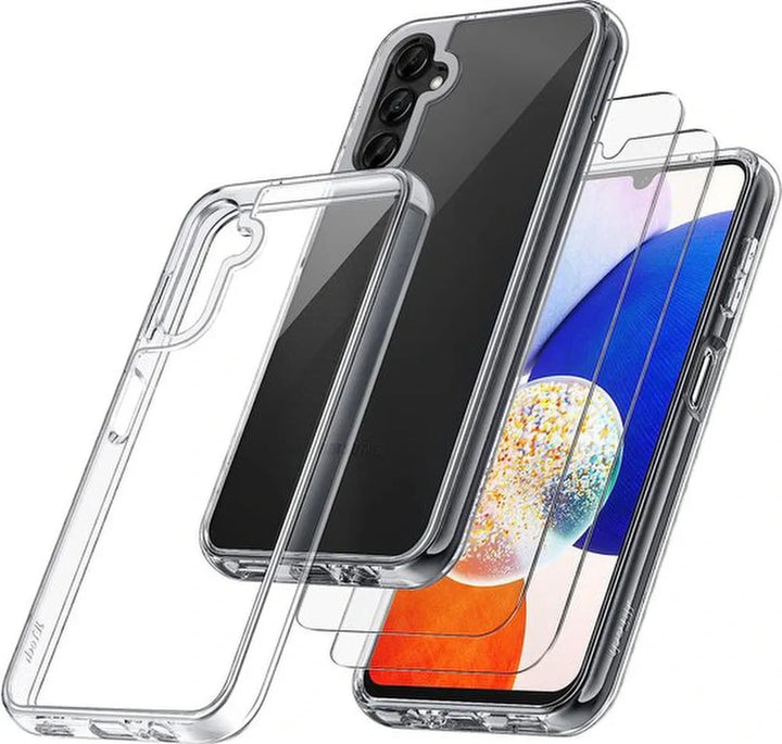 Samsung Galaxy A34 Hoesjes – Siliconen Backcover – Transparant – Inclusief 2x Screenprotector – Anti-kras Gehard Glas-Ilumina Benelux