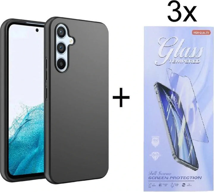 Samsung Galaxy A14 5G Hoesjes – Siliconen Backcover – Soft Touch – Inclusief 3x Screenprotector – Zwart-Ilumina Benelux