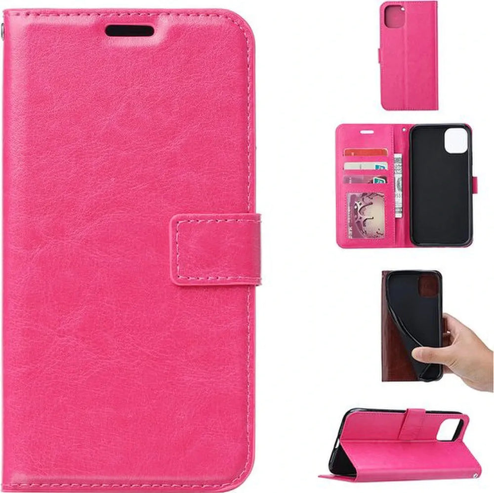 Xiaomi Redmi A1/A2 Hoesjes – Portemonnee Bookcase – Pasjeshouder – 3x Screenprotector – Roze-Ilumina Benelux