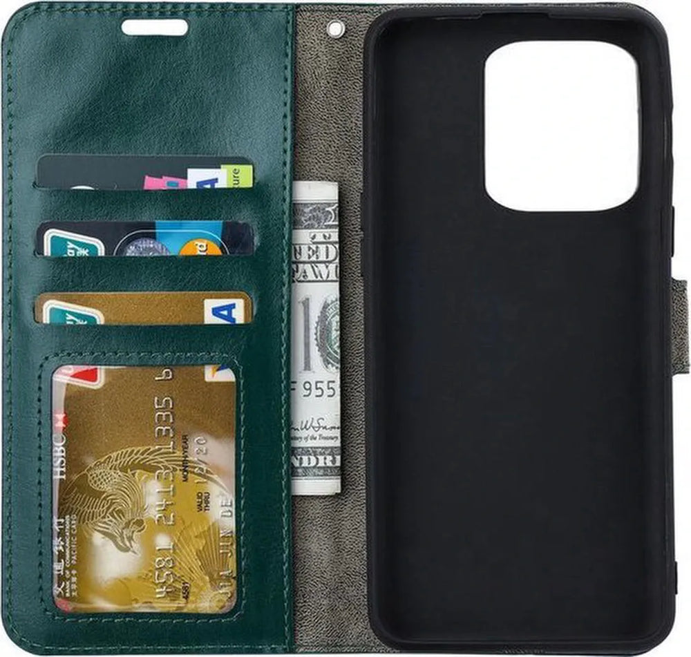 Xiaomi Redmi 12C Hoesjes – Portemonnee Bookcase – Pasjeshouder – 3x Screenprotector – Groen-Ilumina Benelux
