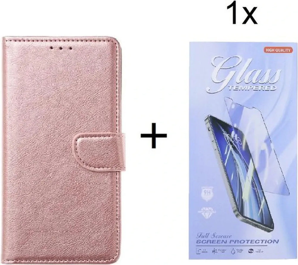 Xiaomi 12T / 12T Pro Hoesjes – Portemonnee Hoes – Magneetsluiting – Inclusief Screenprotector – Roségoud-Ilumina Benelux