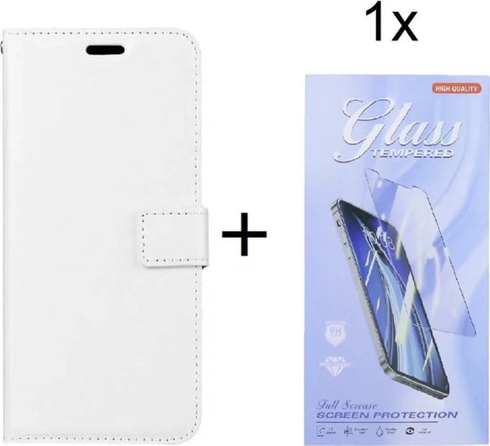 Xiaomi 12T / 12T Pro Hoesjes – Bookcase Portemonnee – Magneetsluiting – Incl. Screenprotector – Wit-Ilumina Benelux