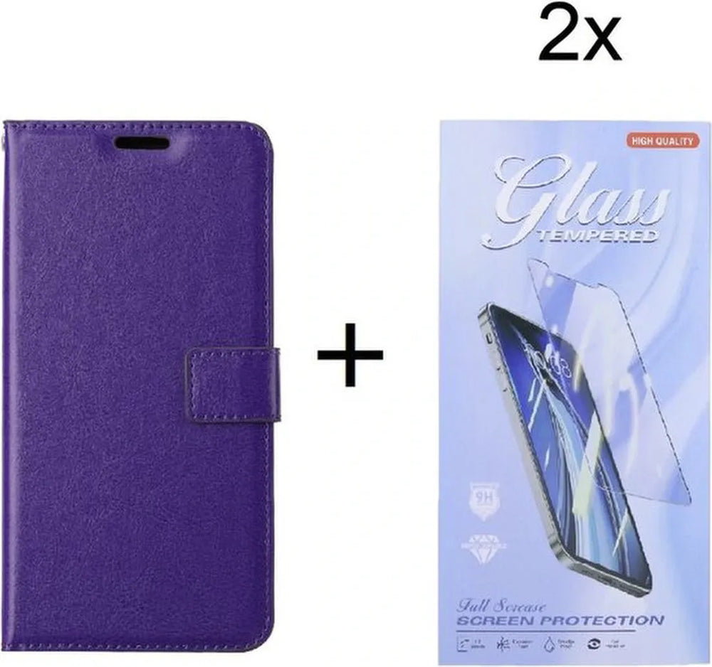 Xiaomi 12T / 12T Pro Hoesjes – Portemonnee Hoes – Magneetsluiting – 2x Screenprotector – Paars-Ilumina Benelux