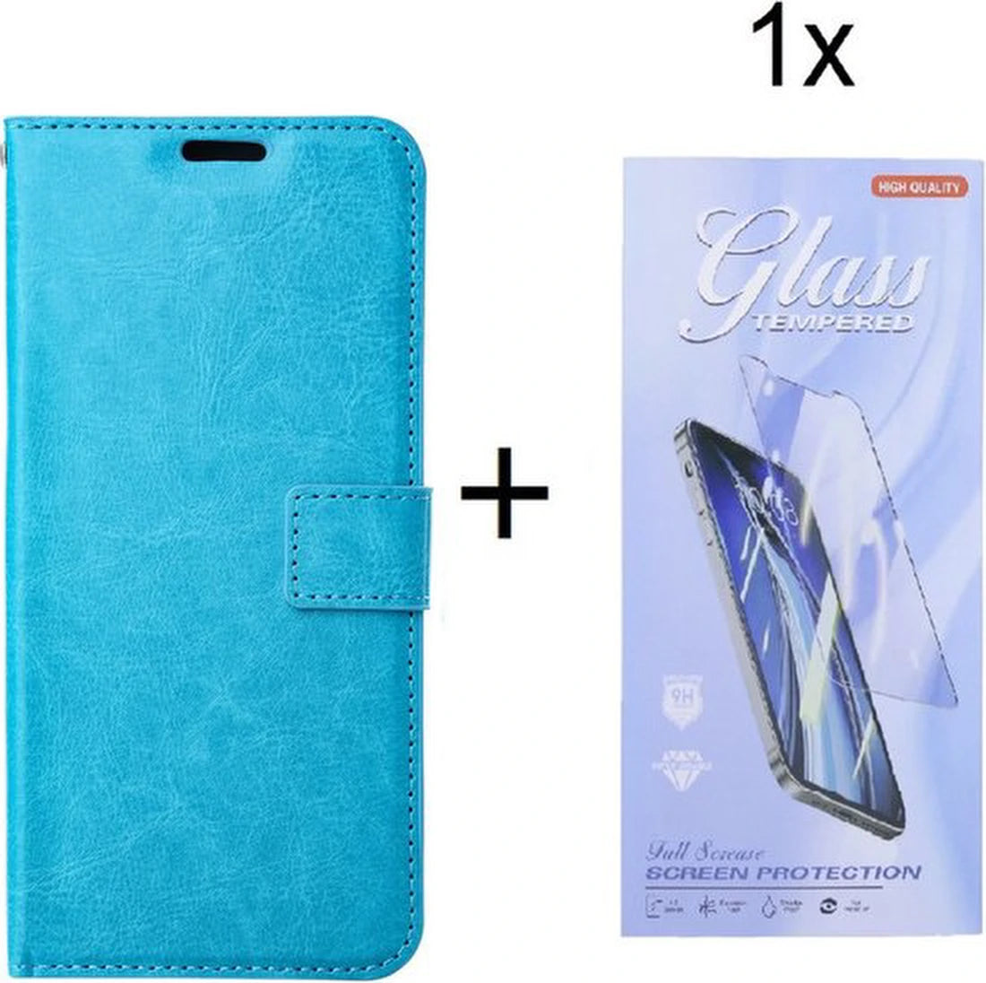 Samsung Galaxy A25 Hoesjes – Portemonnee Hoes – Magneetsluiting – 1x Gehard Glas Screenprotector – Turquoise