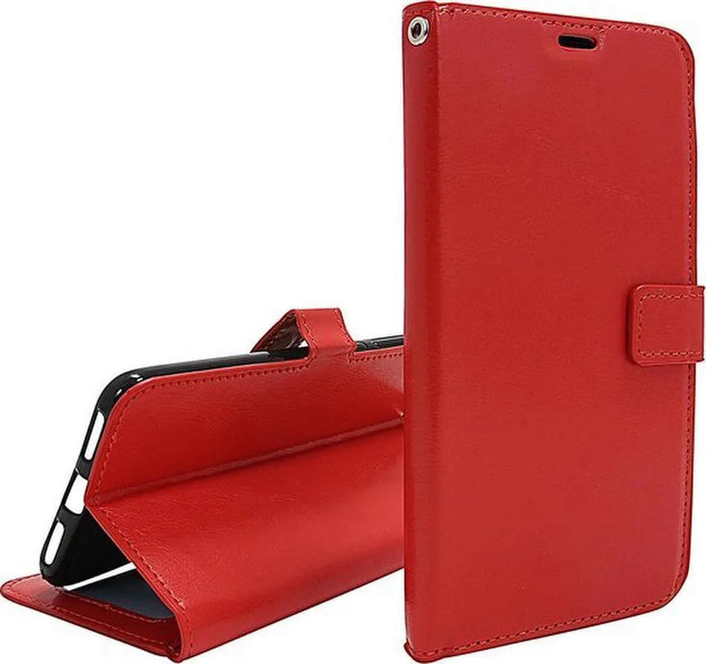 Samsung Galaxy A25 Hoesjes – Bookcase Portemonnee – Pasjeshouder – 2x Gehard Glas Screenprotector – Rood-Ilumina Benelux