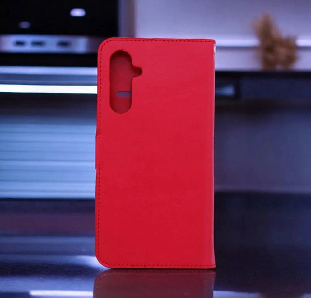 Samsung Galaxy A25 Hoesjes – Bookcase Portemonnee – Pasjeshouder – 2x Gehard Glas Screenprotector – Rood-Ilumina Benelux