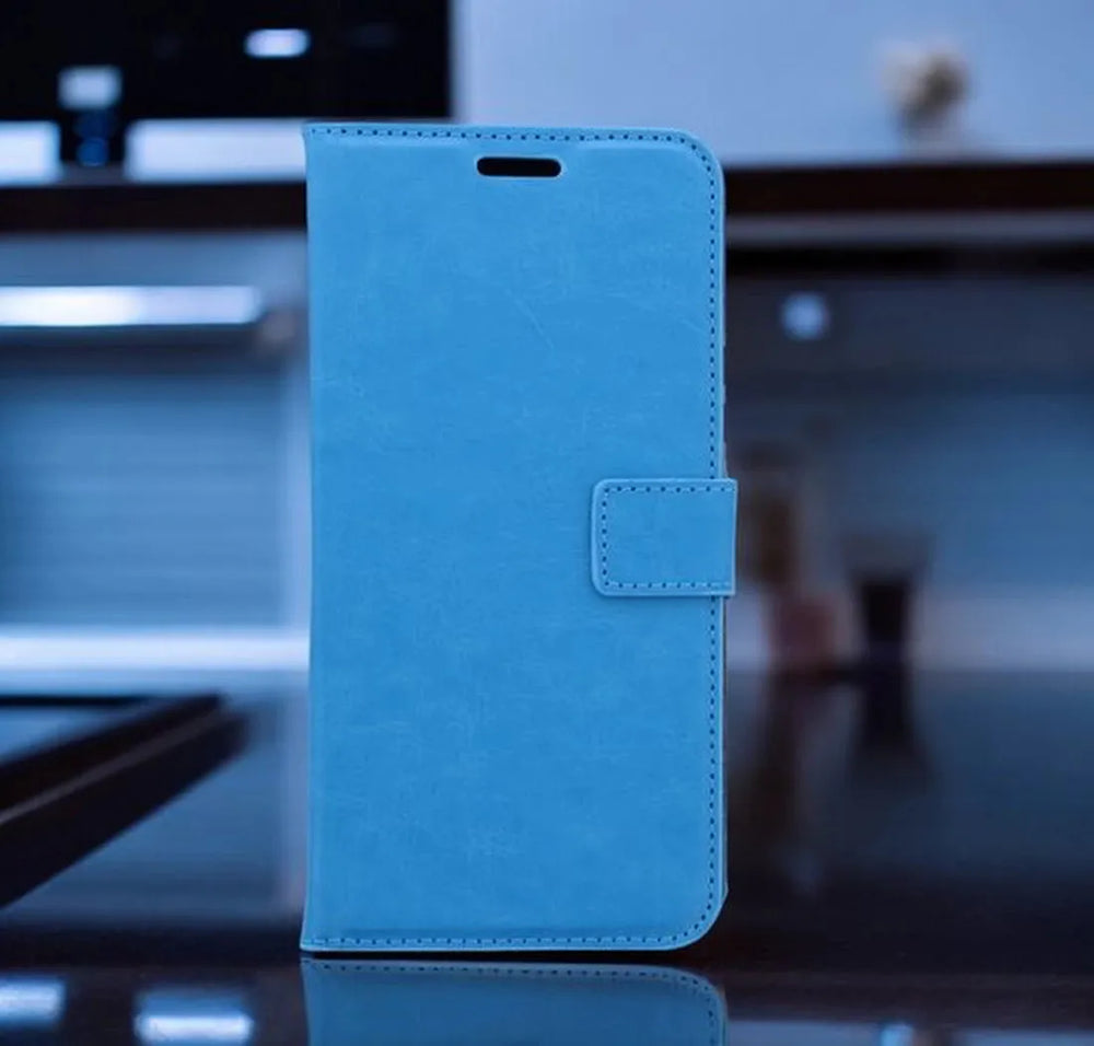 Samsung Galaxy S23 FE Hoesjes – Portemonnee Bookcase – Magneetsluiting – 3 Pasjes – Turquoise + 3x Gehard Glas Screenprotector-Ilumina Benelux