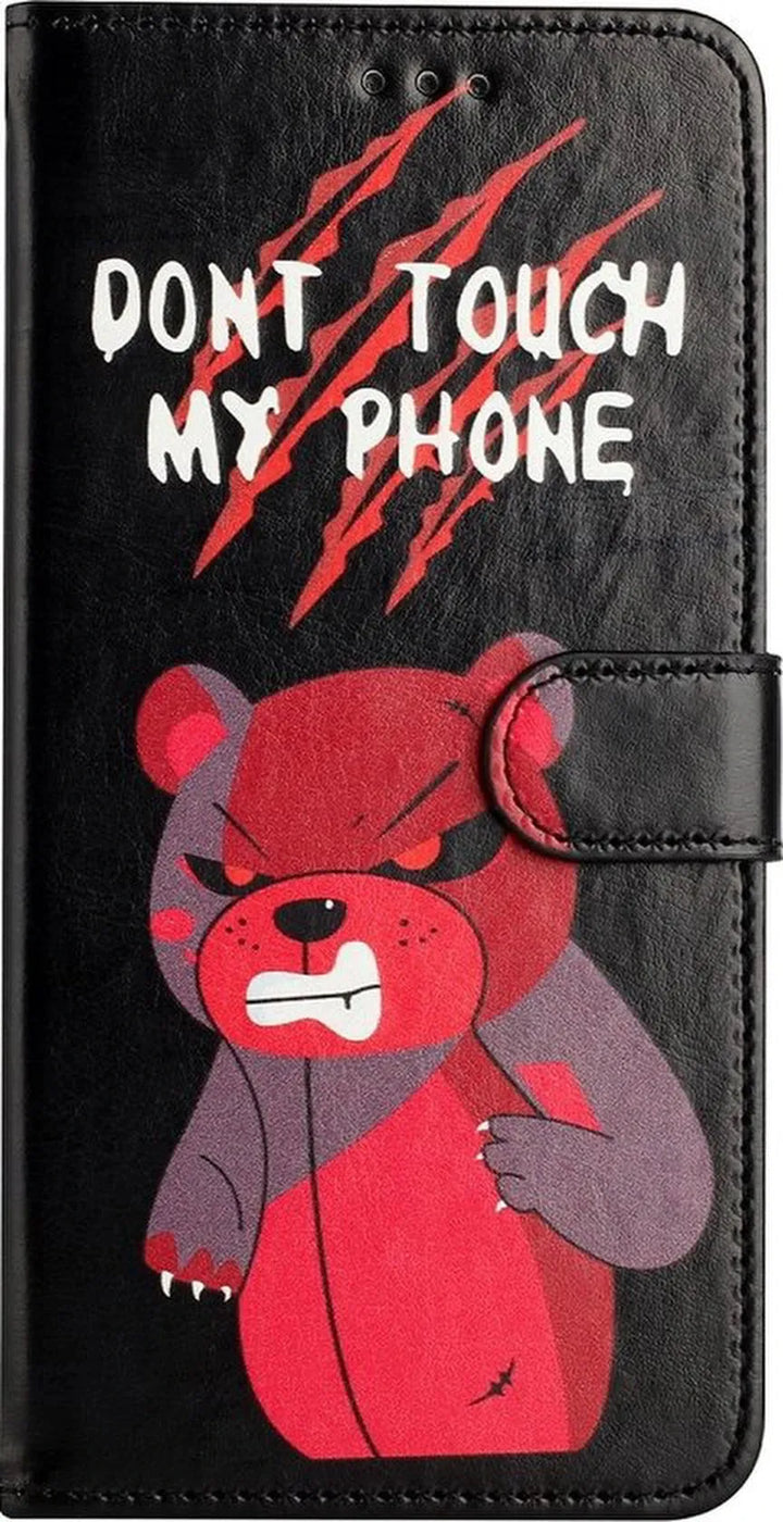 Xiaomi Redmi 10C & Poco C40 Hoesjes – Bookcase Portemonnee Hoes – Angry Bear Print – Pasjeshouder – Zwart-Ilumina Benelux