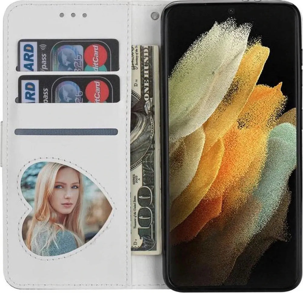 Samsung Galaxy A14 Hoesjes – Glitter Portemonnee Case – Rits – Koord – Pasjeshouder – Zilver-Ilumina Benelux