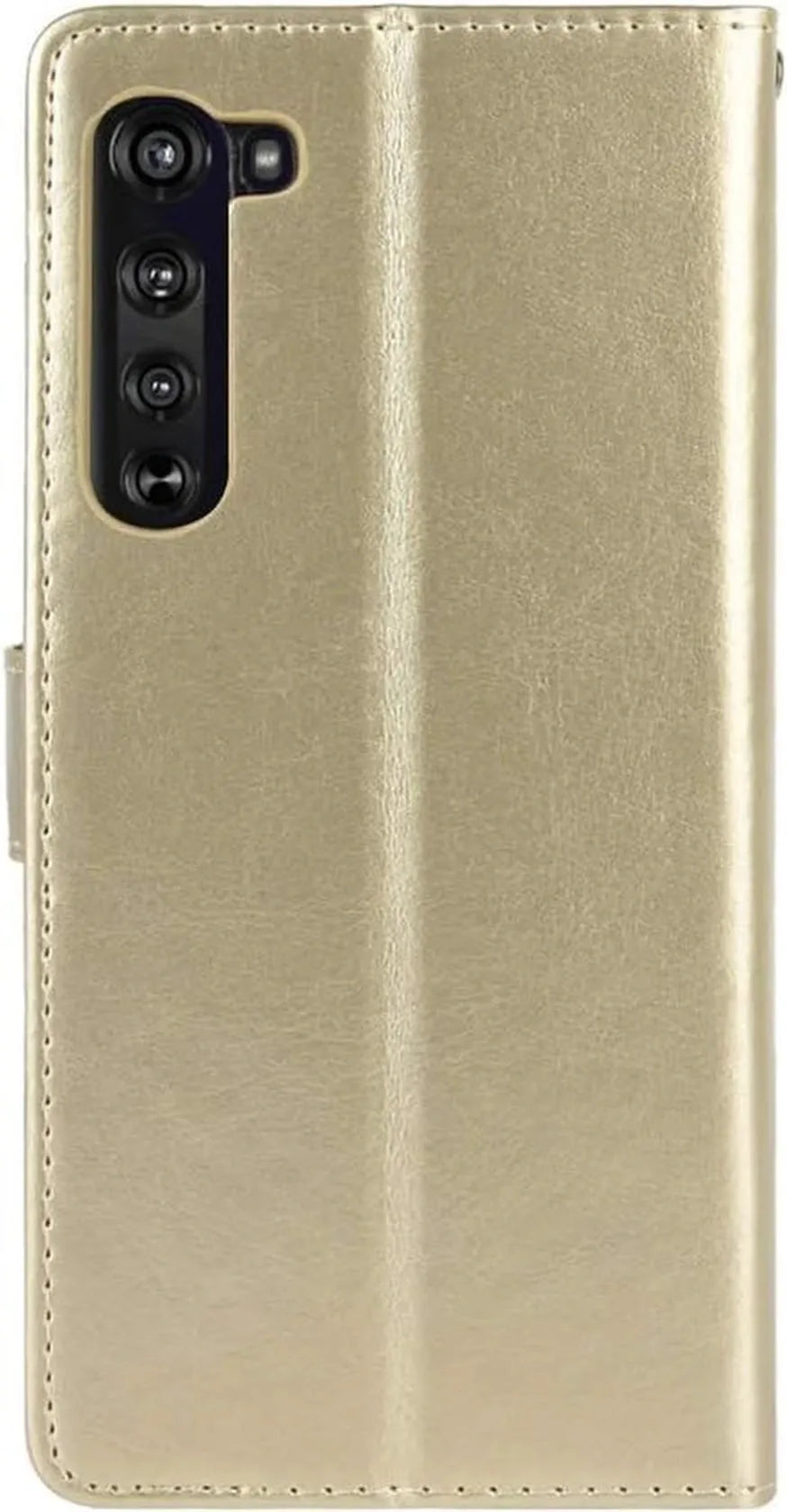 Motorola Edge Hoesjes – Bookcase Portemonnee Hoes – Pasjeshouder – Magneetsluiting – Goud-Ilumina Benelux