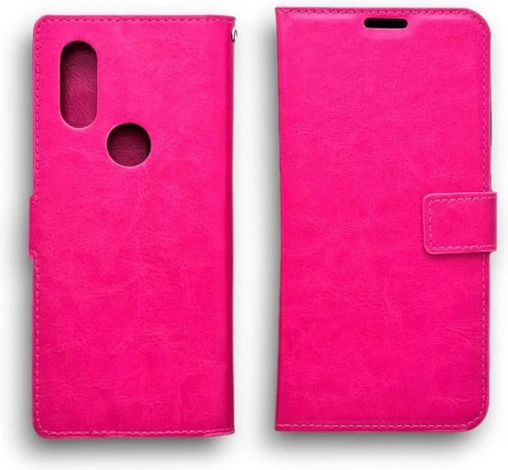 Motorola One Vision Hoesjes – Portemonnee Bookcase – Pasjeshouder – Magneetsluiting – Roze-Ilumina Benelux