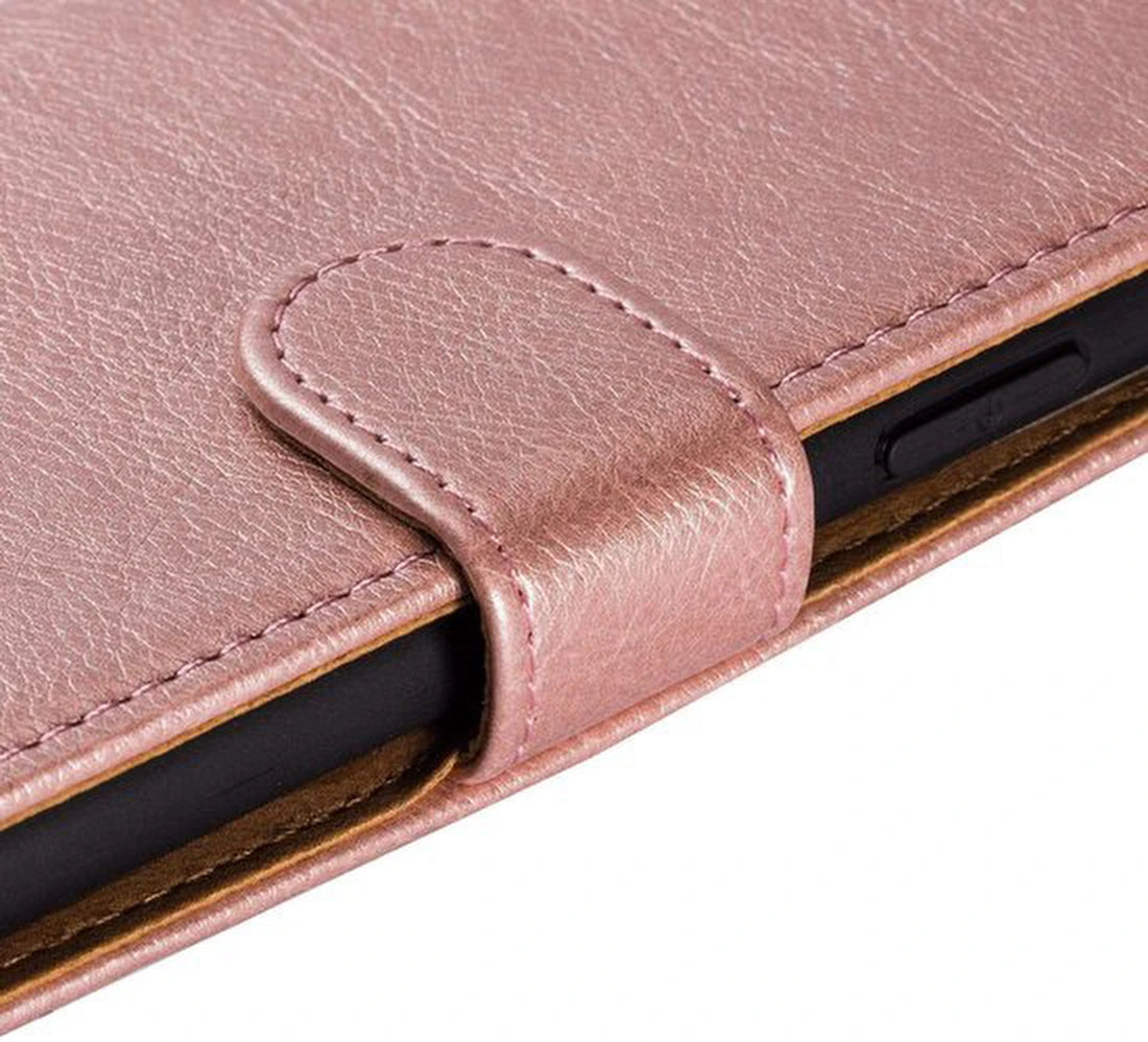 Motorola Moto E4 Plus Hoesjes – Portemonnee Hoes – Pasjeshouder – Magneetsluiting – Roségoud