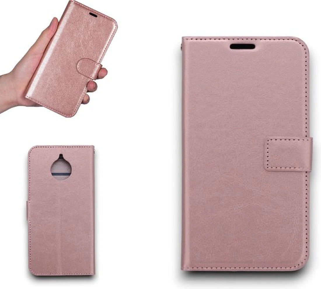Motorola Moto E4 Plus Hoesjes – Portemonnee Hoes – Pasjeshouder – Magneetsluiting – Roségoud