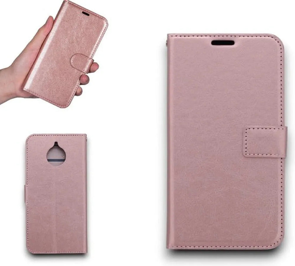 Motorola Moto E4 Plus Hoesjes – Portemonnee Hoes – Pasjeshouder – Magneetsluiting – Roségoud-Ilumina Benelux
