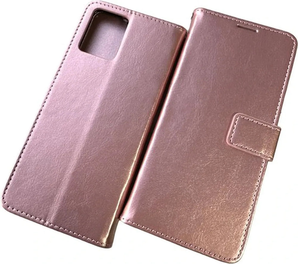 Motorola Moto G53 Hoesjes – Portemonnee Bookcase – Pasjeshouder – Magneetsluiting – Roségoud-Ilumina Benelux