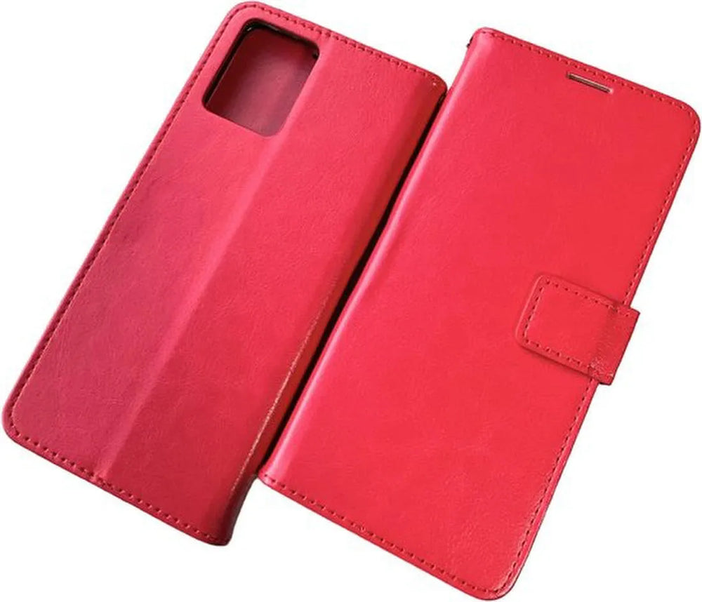 Motorola Moto G53 Hoesjes – Portemonnee Bookcase – Pasjeshouder – Magneetsluiting – Rood-Ilumina Benelux