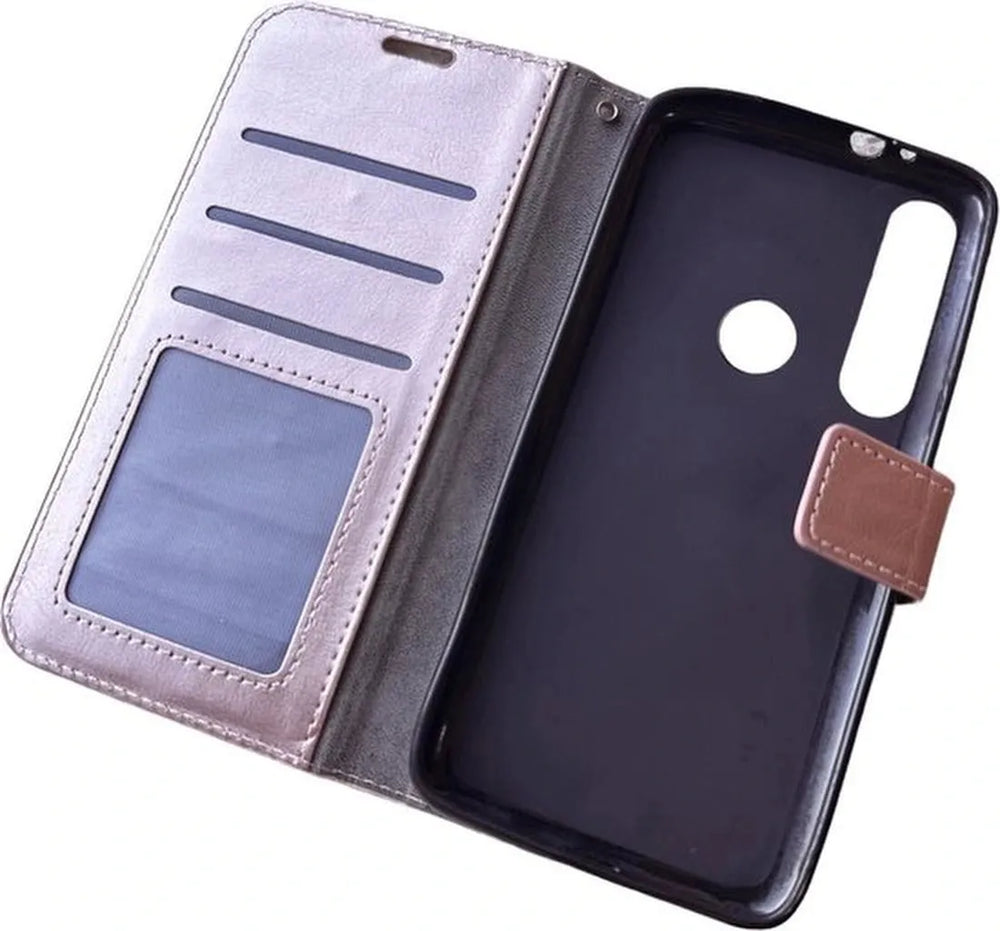Motorola Moto G8 Power Lite Hoesjes – Portemonnee Bookcase – Pasjeshouder – Magneetsluiting – Roségoud-Ilumina Benelux