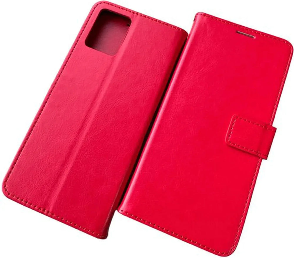 Motorola Moto G23 Hoesjes – Portemonnee Bookcase – Pasjeshouder – Magneetsluiting – Rood-Ilumina Benelux