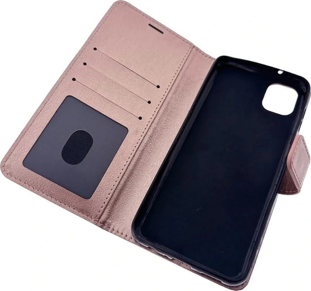 Samsung Galaxy A04 Hoesjes – Portemonnee Bookcase – Pasjeshouder – Magneetsluiting – Roségoud-Ilumina Benelux