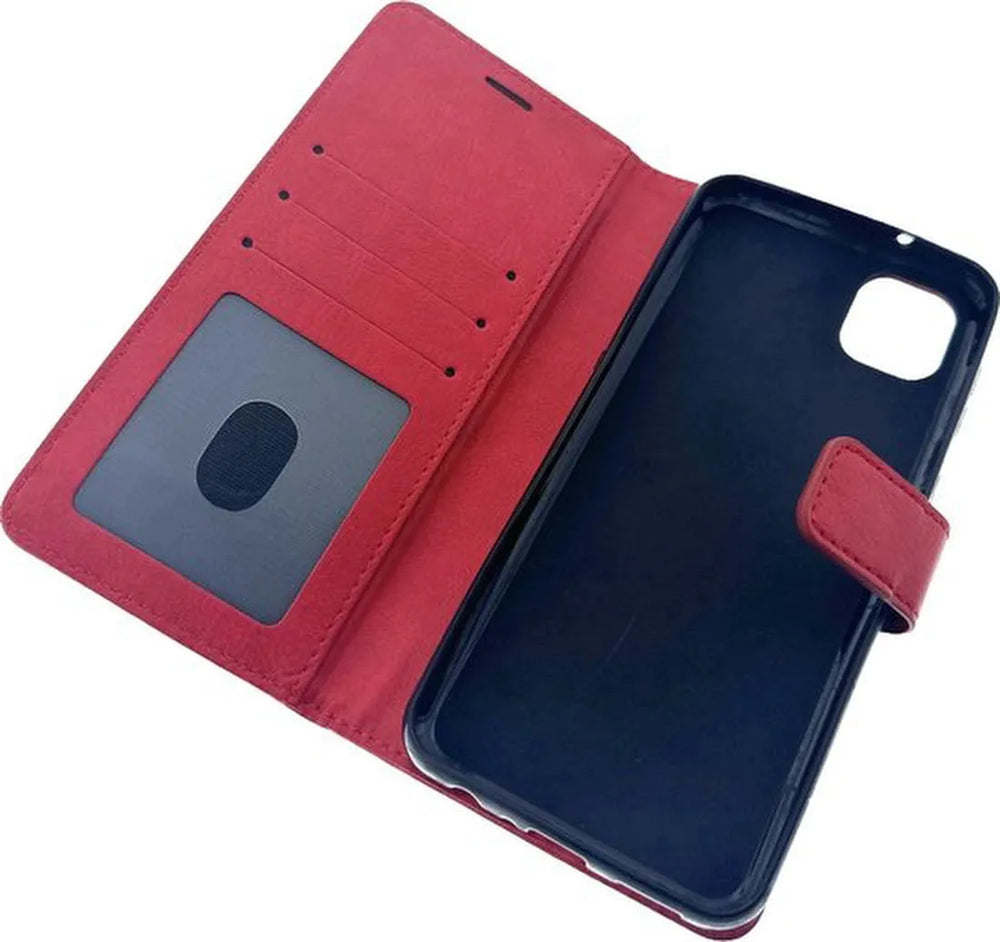 Samsung Galaxy A04 Hoesjes – Portemonnee Bookcase – Pasjeshouder – Magneetsluiting – Rood-Ilumina Benelux