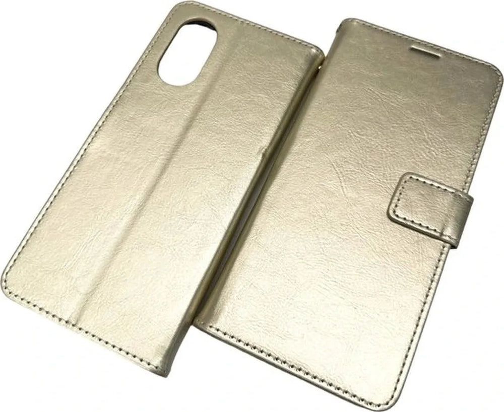 Oppo A58 5G Hoesjes – Bookcase Portemonnee Hoes – Pasjeshouder – Magneetsluiting – Goud-Ilumina Benelux