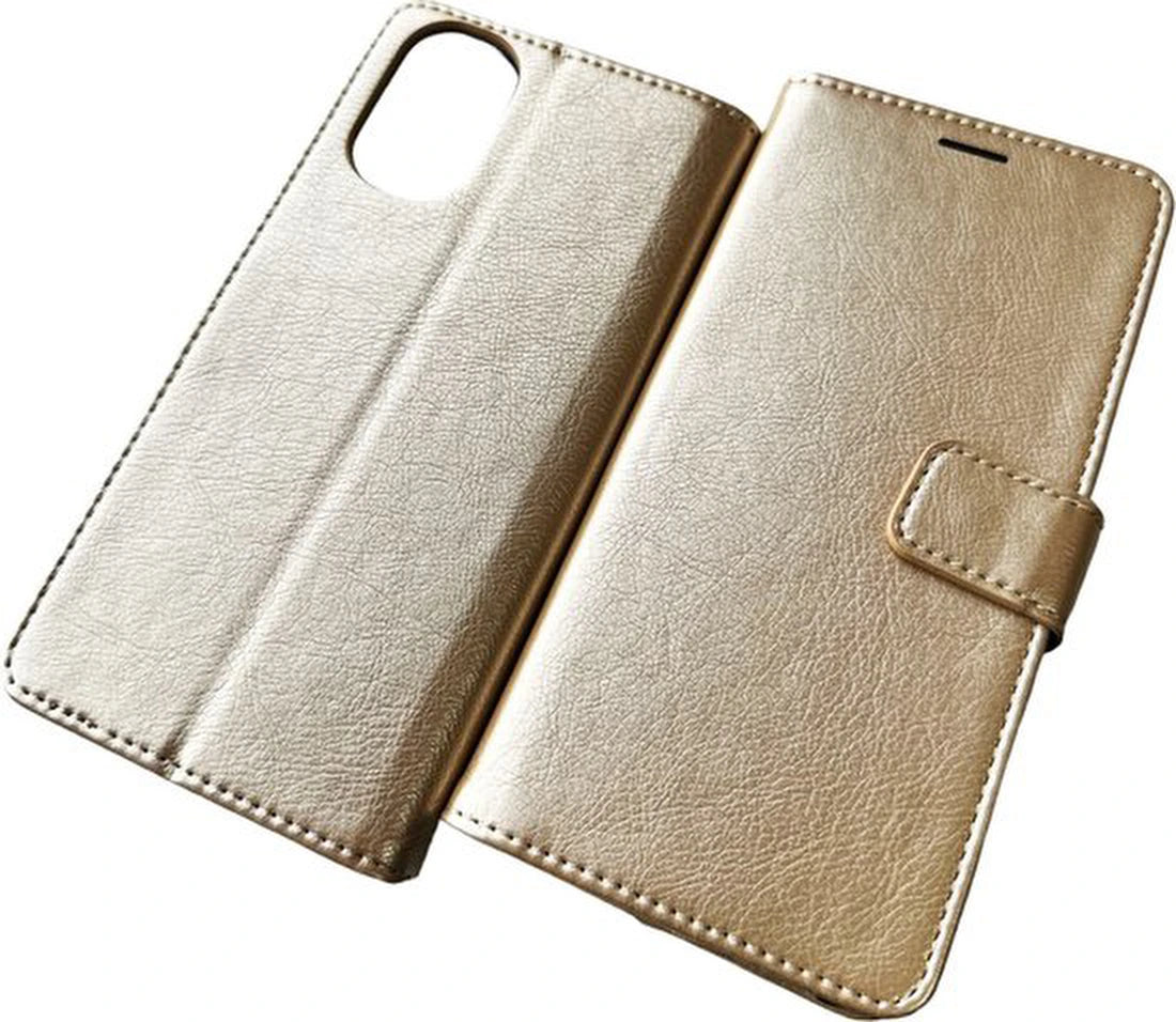 Motorola Moto E32 / E32s Hoesjes – Bookcase Portemonnee Hoes – Pasjeshouder – Magneetsluiting – Goud