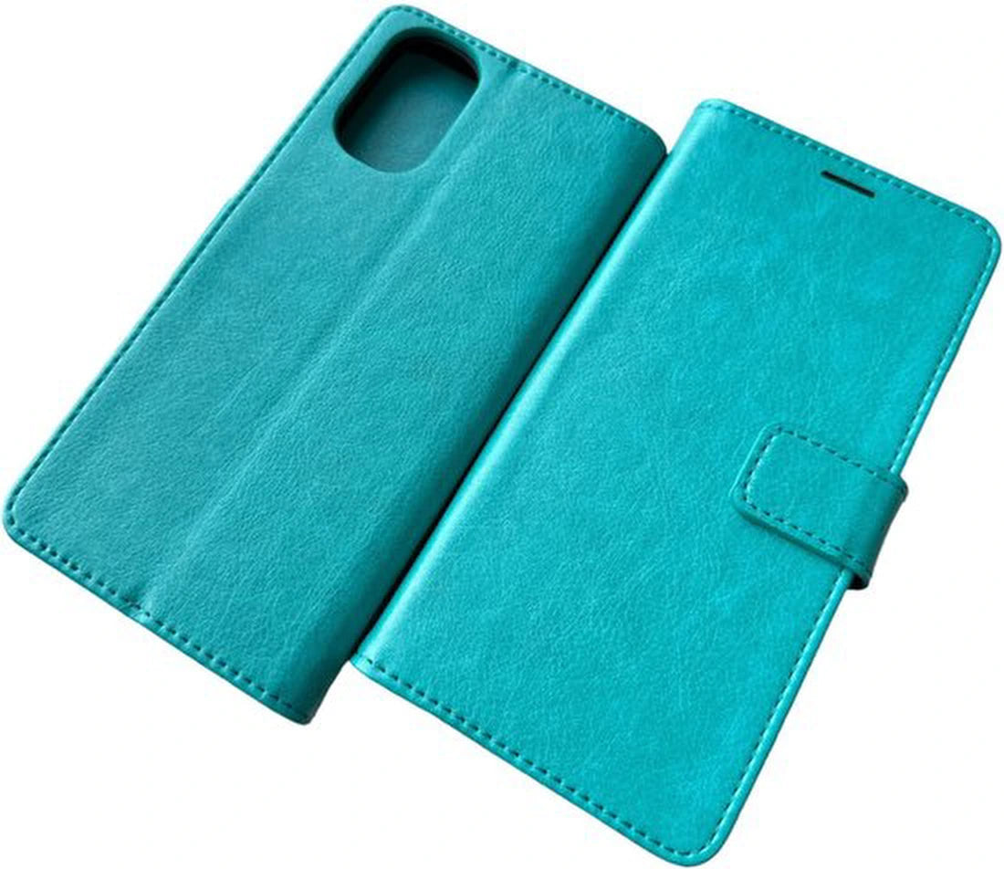 Motorola Moto E32 Hoesjes – Portemonnee Bookcase – Pasjeshouder – Magneetsluiting – Turquoise