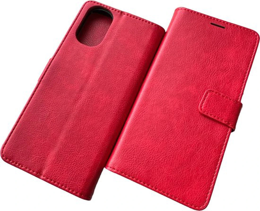 Motorola Moto E32 Hoesjes – Portemonnee Bookcase – Magneetsluiting – Pasjeshouder – Rood