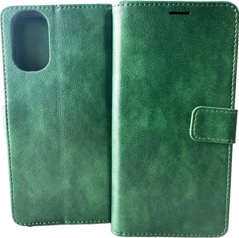 Motorola Moto E32 / E32s Hoesjes – Bookcase Portemonnee Hoes – Pasjeshouder – Magneetsluiting – Groen-Ilumina Benelux