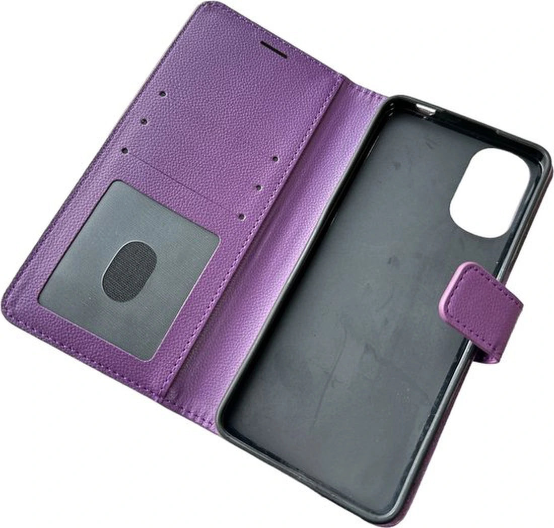 Motorola Moto E32/E32s Hoesjes – Bookcase Portemonnee Hoes – Pasjeshouder – Magneetsluiting – Paars