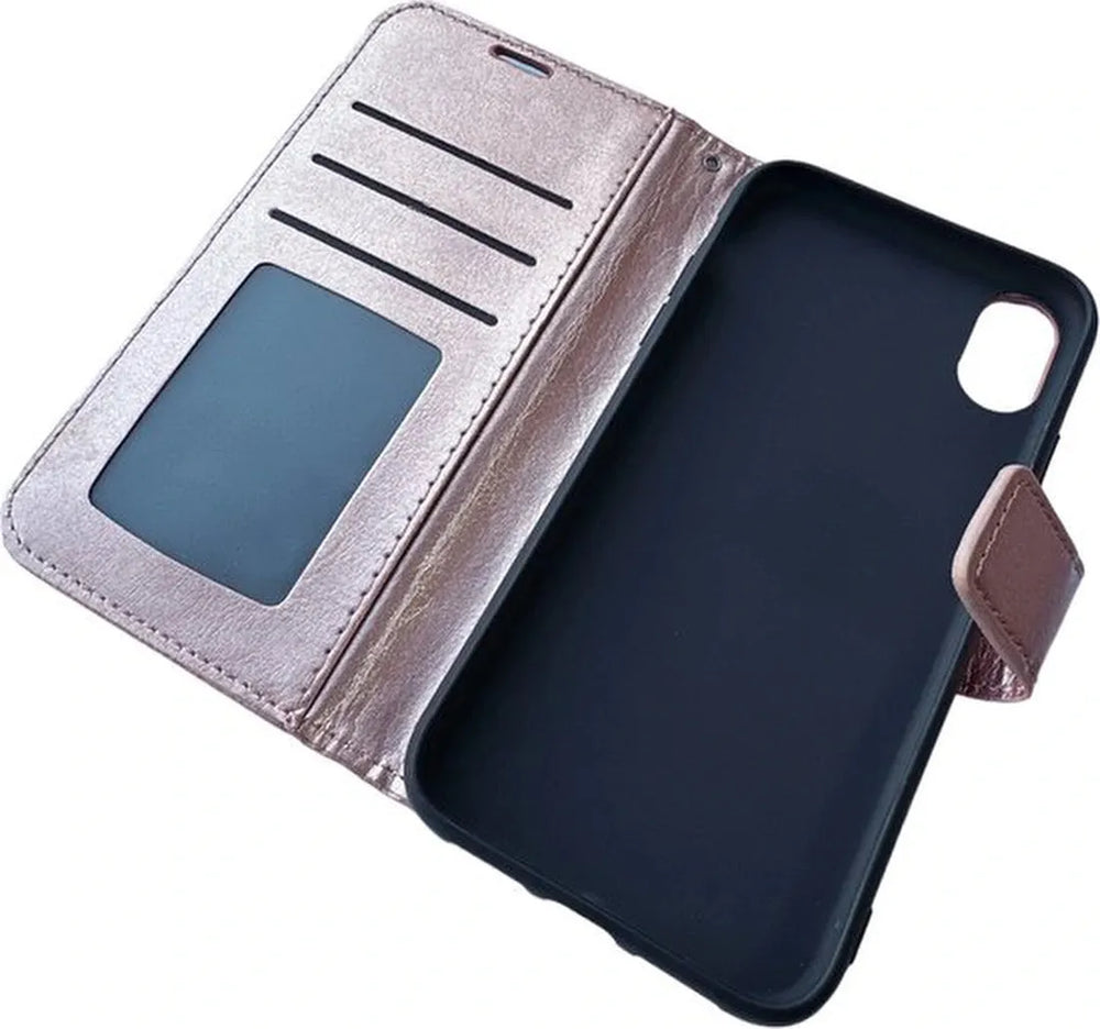 iPhone XS Max Hoesjes – Portemonnee Hoes – Magneetsluiting – Pasjeshouder – Roségoud-Ilumina Benelux