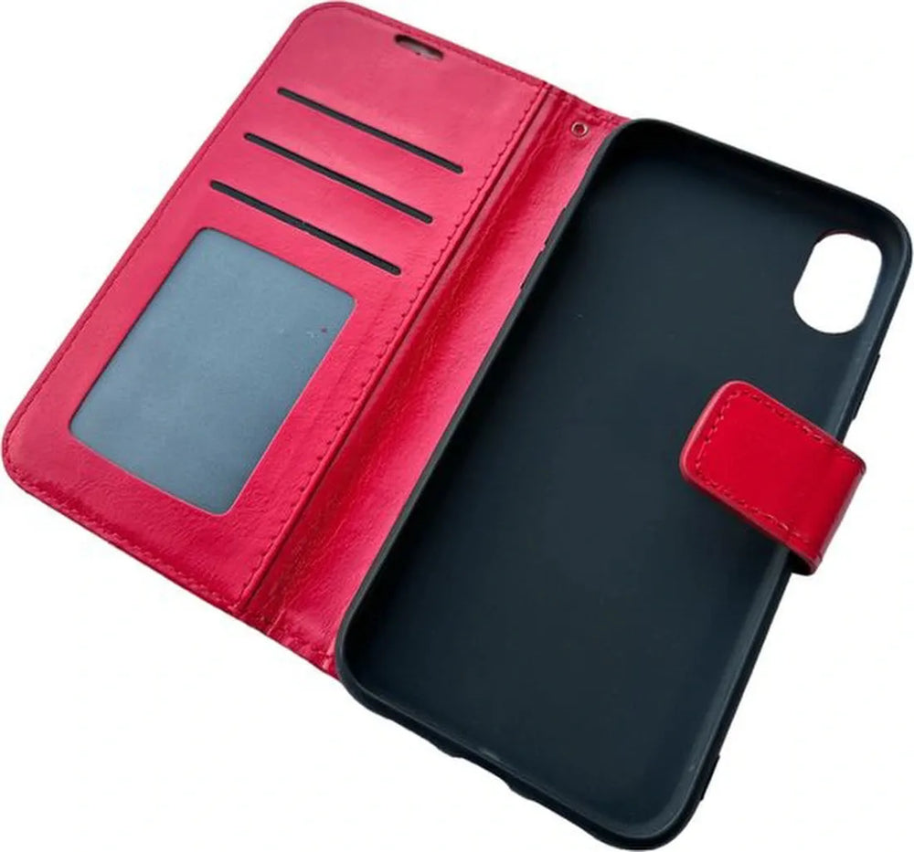 iPhone X / XS Hoesjes – Portemonnee Hoes – Magneetsluiting – Pasjeshouder – Rood-Ilumina Benelux