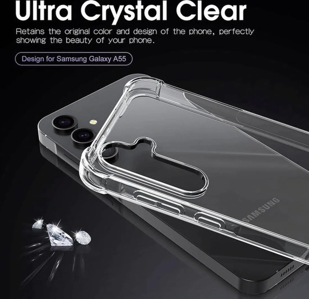 Samsung Galaxy A55 5G Hoesjes – Siliconen Backcover – Schokbestendig – Anti-Shock – Transparant-Ilumina Benelux