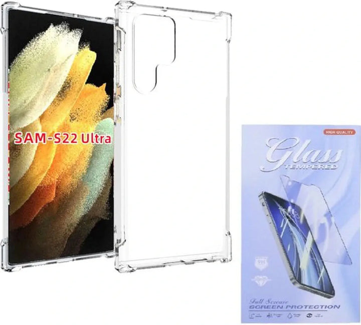 Samsung Galaxy S22 Ultra Hoesjes – Siliconen Backcover – Schokbestendig – Transparant – Inclusief Screenprotector-Ilumina Benelux