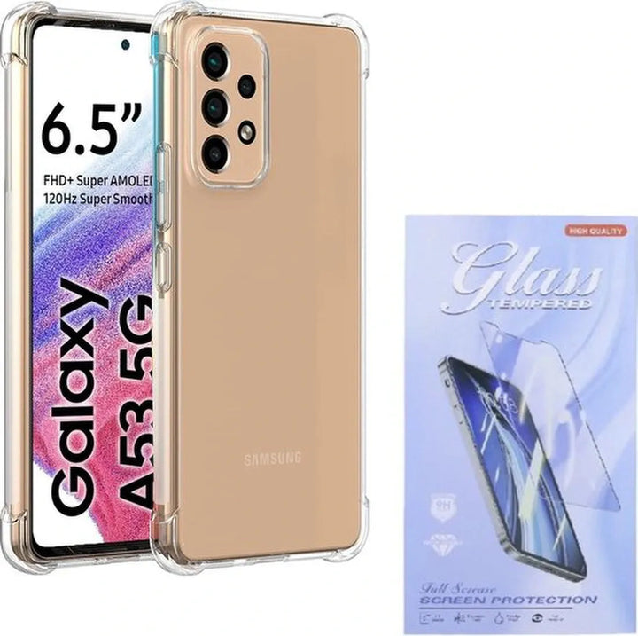 Samsung Galaxy A53 5G Hoesjes – Siliconen Backcover – Schokbestendig – Transparant – Inclusief 3x Screenprotector-Ilumina Benelux