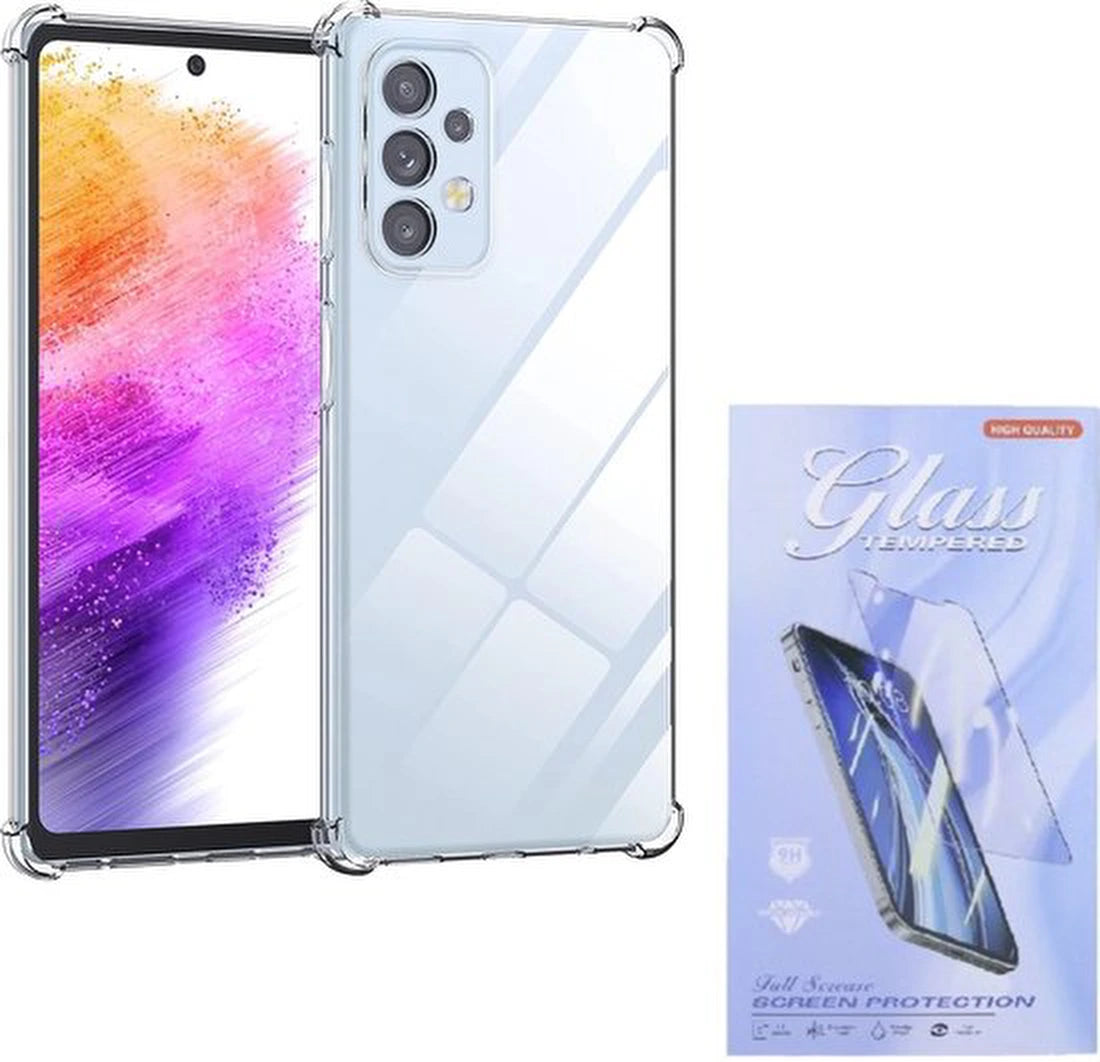 Shockproof Hoesje Geschikt voor: Samsung Galaxy A73 5G - Anti -Shock Silicone - Transparant + 3x Screenprotector