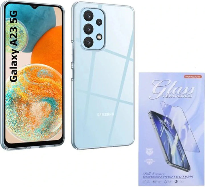 Samsung Galaxy A23 Hoesjes – Transparante Siliconen Backcover – Soft Case – Inclusief 1x Screenprotector-Ilumina Benelux