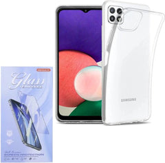 Samsung Galaxy A22 4G Hoesjes – Transparante Siliconen Backcover – Soft Grip – Inclusief 2x Screenprotector – Transparant