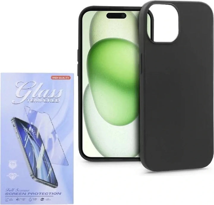 iPhone 15 Pro Max Hoesjes – Soft Silicone Backcover – Zwart – Inclusief 2x Screenprotector-Ilumina Benelux
