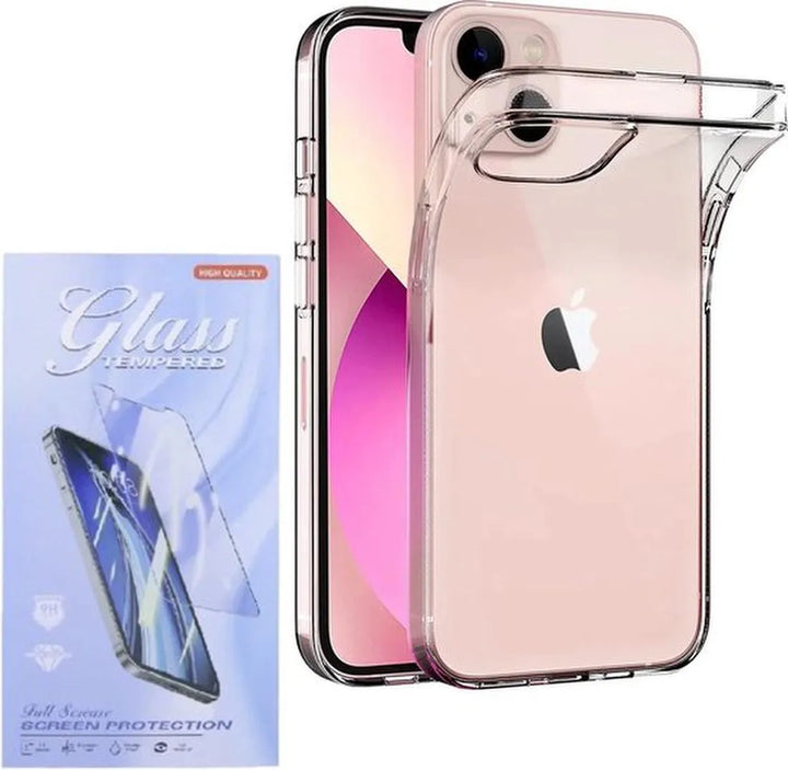 iPhone 14 Hoesjes – Soft Silicone Backcover – Transparant – Inclusief 2x Screenprotector – Anti-kras Gehard Glas-Ilumina Benelux