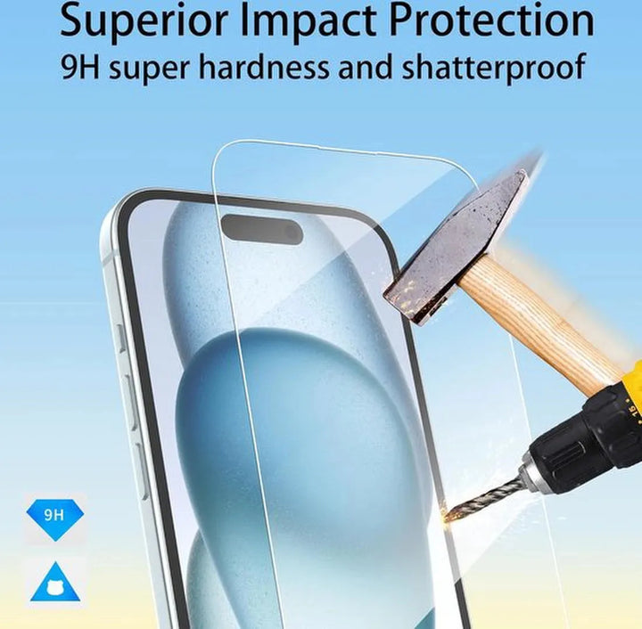 iPhone 15 Pro Max Hoesjes – Soft Silicone Backcover – Zwart – Incl. Screenprotector Gehard Glas – Anti-kras-Ilumina Benelux
