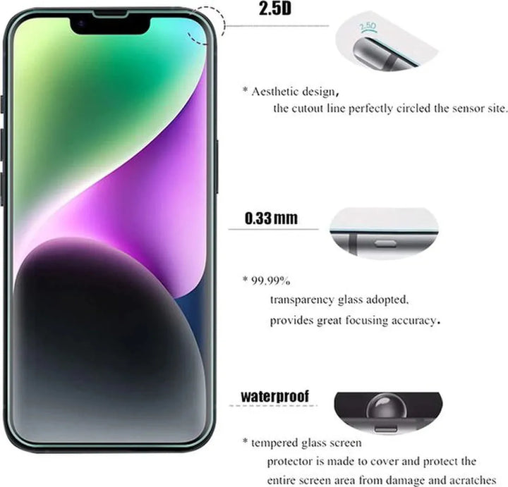 iPhone 14 Hoesjes – Soft Silicone Backcover – Zwart – Inclusief Screenprotector Gehard Glas – Anti-kras-Ilumina Benelux