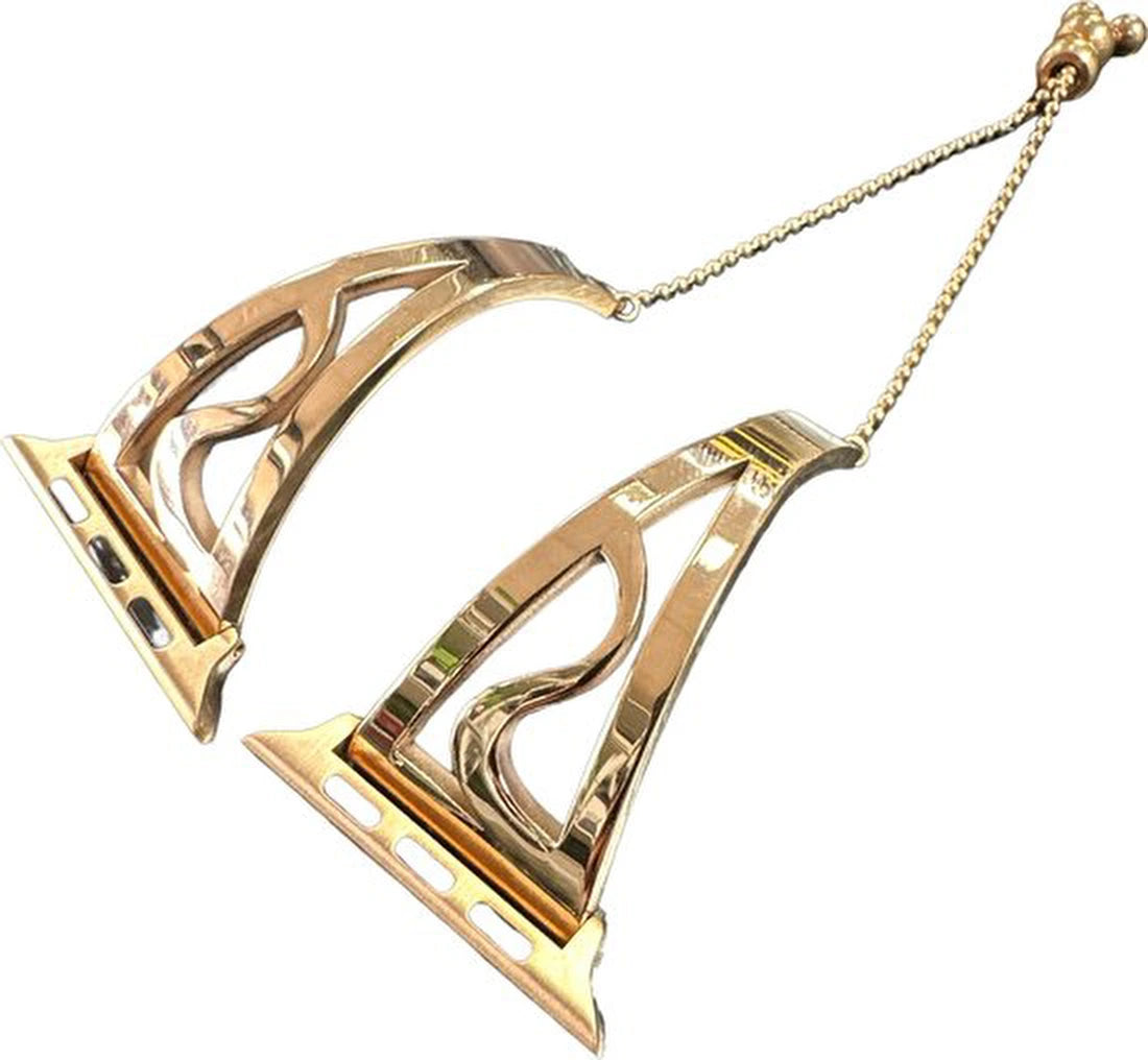 Bracelet / band Geschikt voor: iWatch 38 mm 40 mm 42 mm 44 mm Meisjes Unieke sieradenstijl Klassieke manchetarmband Roestvrij stalen polsband Bangle Chain Geschikt voor: Apple Watch-serie 9 8 7 6 5 4 3 2 1 - Goud