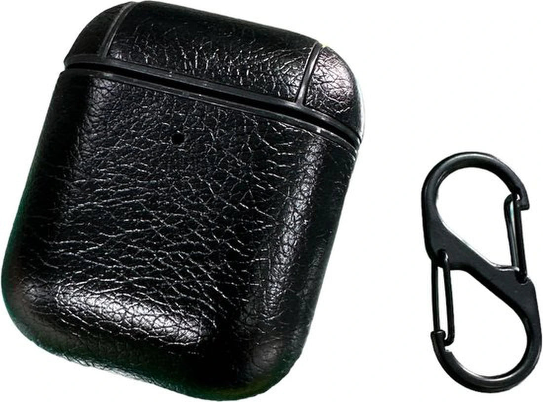 Hoesje geschikt voor AirPods - Case geschikt voor AirPods 1 & 2 - zwart - Inclusief Hanger - Stijlvol Hoesje - Geschikt voor Apple Air Pods 1 & 2