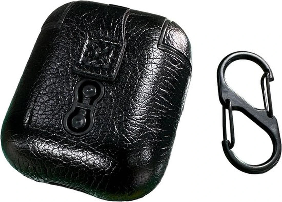 Hoesje geschikt voor AirPods - Case geschikt voor AirPods 1 & 2 - zwart - Inclusief Hanger - Stijlvol Hoesje - Geschikt voor Apple Air Pods 1 & 2